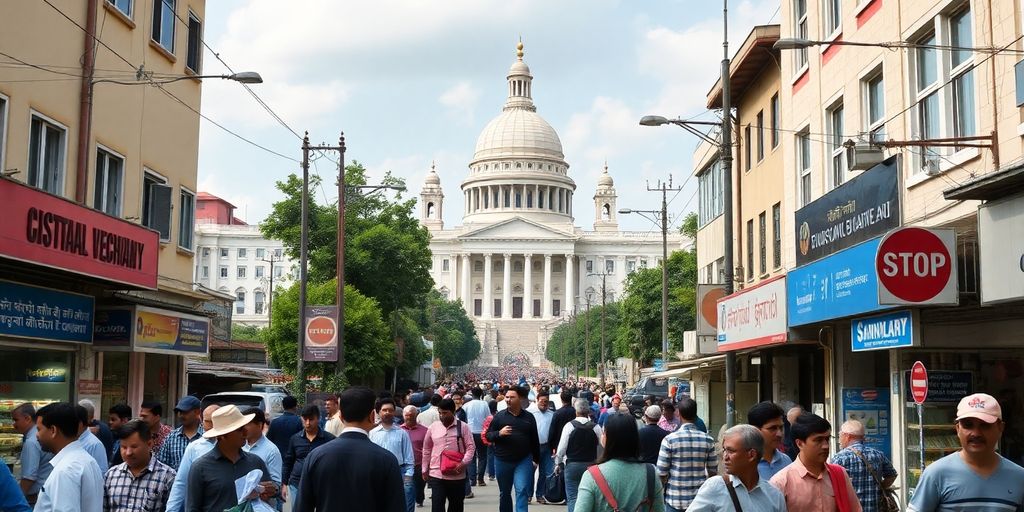 O imagine fotografică a interacțiunii economiei și politicii.